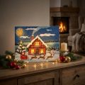 LED Wandbild Weihnachten mit Weihnachtsmann, Schneemann und Winterlandschaft 38x28cm, bunt | Floristik24.at