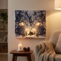 LED Wandbild Winterlandschaft Park mit Laternen 58x38cm | Floristik24.at
