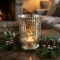 Windlicht Glas Teelichthalter Vintage Ø14,5cm H20cm Silber-Gold | Floristik24.at