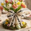 Geschenkband mit Draht 25mm x 18m Creme Braun Schwarz Osterhasen Baumwolle Polyamid | Floristik24.at