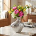 Deko Vase aus gehämmertem Metall, Silber, 24x8x27 cm | Floristik24.at
