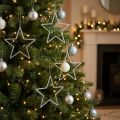 Weihnachtsdeko Stern Anhänger 17,5 cm Silbern Glitter 9 Stück | Floristik24.at