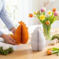 Dekofiguren Wabenhuhn aus Papier Weiß und Orange 19×12×20cm 2 Stück für Ostern | Floristik24.at