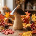 Deko-Pilz aus Holz mit brauner glänzender Kappe Ø7,5 cm H10 cm für Innen | Floristik24.at
