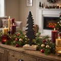 Weihnachtsdeko Tannenbaum aus Holz und Metall, H27 cm, Schwarz-Natur | Floristik24.at