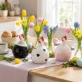 Deko-Figuren aus Keramik, Hahn-Motiv, 11,5 cm, 3 Stück, Weiß, Schwarz, Rosa | Floristik24.at