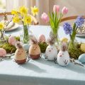 Osterküken Dekofiguren Holz Metall H9cm Weiß Natur Feder 4er-Set | Floristik24.at