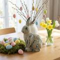 Keramik Osterhase 18x11x25,5 cm Beige-Blau glasiert | Floristik24.at