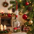 Weihnachtsdeko Glasglocke mit Weihnachtsmann, 10 cm, hängend | Floristik24.at