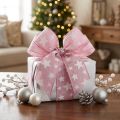 Geschenkband mit Drahtkante Rosa Weiß Sterne 25mm x 15m für Dekoration und Verpackung | Floristik24.at