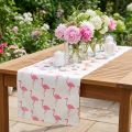 Dekostoff Baumwolle Flamingo-Motiv 30cm x 3m Weiß Pink für Innenbereich | Floristik24.at