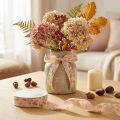 Dekoband Stoffband Polyester 25mm x 20m Beige Altrosa Herbstmotive | Floristik24.at