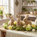 Dekorationsfigur Hase Beflockt, sitzend, 10 cm, Hellbraun, 6er-Set, Frühjahrs- und Osterdekoration | Floristik24.at