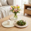 Runde Untersetzer aus Keramik mit Blumenmuster Ø20 cm Beige/Braun 3er-Set | Floristik24.at