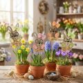 Blumenstecker Holz Osterhase mit Brille 8,5 cm Naturfarben 12 Stück | Floristik24.at