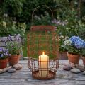 Gartenlaterne aus Metall Ø19,5cm Rostbraun mit Henkel für Außenbereiche | Floristik24.at