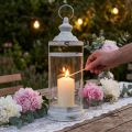Deko-Laterne aus Metall und Glas Weiß Ø15cm H46cm Windlicht | Floristik24.at