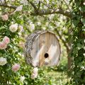 Deko-Nistkasten aus Holz, Vogelhaus zum Hängen, Natur/Weiß, H22cm B21cm | Floristik24.at