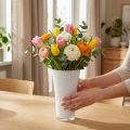 Weiße Kunststoffvase „Fizzy“ Ø16 cm H27 cm | Floristik24.at