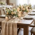 Tischband Polyester Vintage-Look Gold Beige 47cm x 1,5m | Floristik24.at