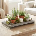 Holztablett mit Griffen und Füßen 30 cm weiß Shabby Chic | Floristik24.at