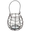 Floristik24 Gartenlaterne aus schwarzem Metall mit Glas-Windlicht Ø14cm H12,5cm