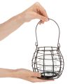 Gartenlaterne aus schwarzem Metall mit Glas-Windlicht Ø14cm H12,5cm | Floristik24.at