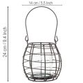 Gartenlaterne aus schwarzem Metall mit Glas-Windlicht Ø14cm H12,5cm | Floristik24.at