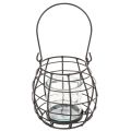 Gartenlaterne aus schwarzem Metall mit Glas-Windlicht Ø14cm H12,5cm | Floristik24.at