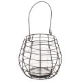 Floristik24 Gartenlaterne Metall Schwarz Ø20cm H18,5cm mit Glas-Windlicht