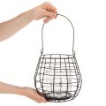 Gartenlaterne Metall Schwarz Ø20cm H18,5cm mit Glas-Windlicht | Floristik24.at