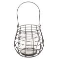 Gartenlaterne Metall Schwarz Ø20cm H18,5cm mit Glas-Windlicht | Floristik24.at