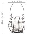 Gartenlaterne mit Henkel aus Metall und Glas Schwarz Ø17cm H15cm | Floristik24.at