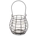 Gartenlaterne mit Henkel aus Metall und Glas Schwarz Ø17cm H15cm | Floristik24.at