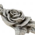 Floristik24 Rose für Grabschmuck Grau 16cm x 13,5cm 2St