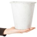 Metall Pflanztopf Weiß Ø18,5cm H18cm mit Ornamenten für Innen- und Außendekoration | Floristik24.at