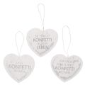 Floristik24 Geschenkanhänger Herz aus Papier mit Konfetti und Spruch ca. 9cm Weiß Silber 6 Stück
