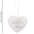 Geschenkanhänger Herz aus Papier mit Konfetti und Spruch ca. 9cm Weiß Silber 6 Stück | Floristik24.at
