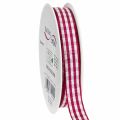 Floristik24 Geschenkband Viskose-Polyester, Karomuster, 15mm x 20m, Violett-Weiß