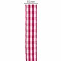 Geschenkband Viskose-Polyester, Karomuster, 15mm x 20m, Violett-Weiß | Floristik24.at