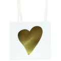 Floristik24 Geschenktüten mit Herzen und Henkeln Weiß Gold 10,5cm 12St
