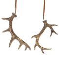 Floristik24 Geweih-Deko-Anhänger aus Polyresin Braun-Gold 13-15cm Set 6 Stück Innenbereich