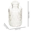 Mini Glasvase mit Rautenmuster transparent 9 cm 6er-Set | Floristik24.at