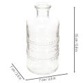 Glasflasche zylindrisch mit Muster klar 15 cm als Dekovase 6er Set | Floristik24.at