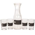 Floristik24 Glaskaraffe 27cm mit 4 Gläsern 11cm aus transparentem Glas, schwarz-grau beschriftbar