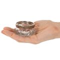 Teelichthalter aus Glas mit silbernem Metallrand, rund, 6 x 3 cm, 4 Stück | Floristik24.at