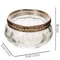 Teelichthalter aus Glas mit silbernem Metallrand, rund, 6 x 3 cm, 4 Stück | Floristik24.at