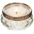 Teelichthalter aus Glas mit silbernem Metallrand, rund, 6 x 3 cm, 4 Stück | Floristik24.at