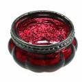Floristik24 Teelichtglas Antik Rot, Silber mit Metallrand Ø6cm H3,5cm