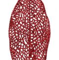 Floristik24 Glitterblatt am Draht rot 14x6cm L25cm 36St